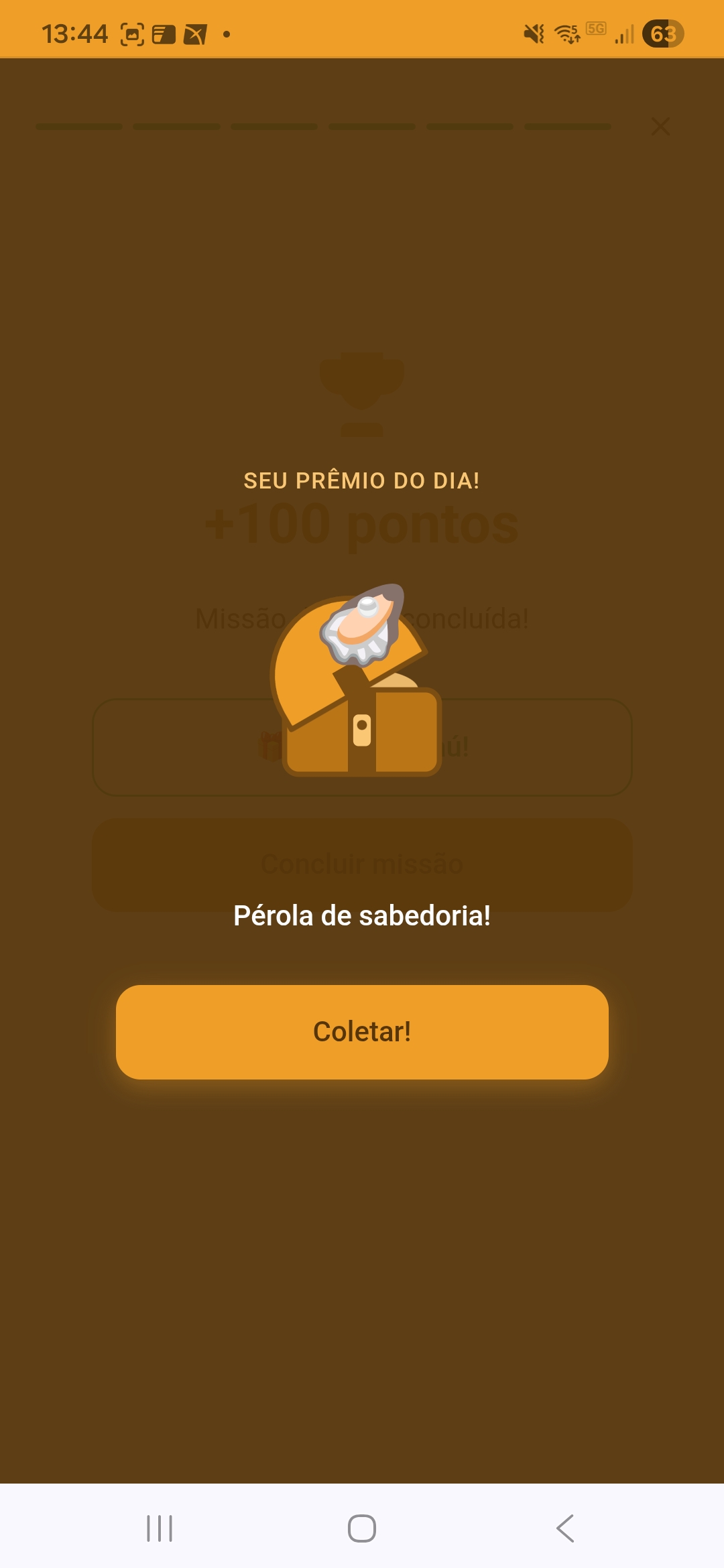 Tela de recompensa diária