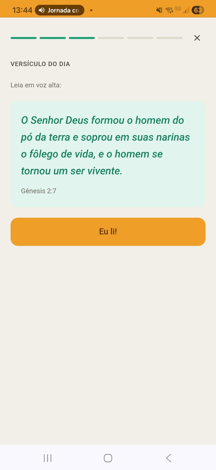 Tela de versículo em voz alta